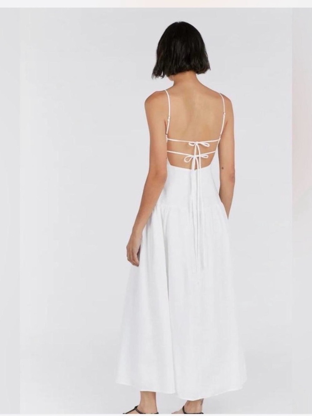 DISSH KAY WHITE LINEN MIDI DRESS